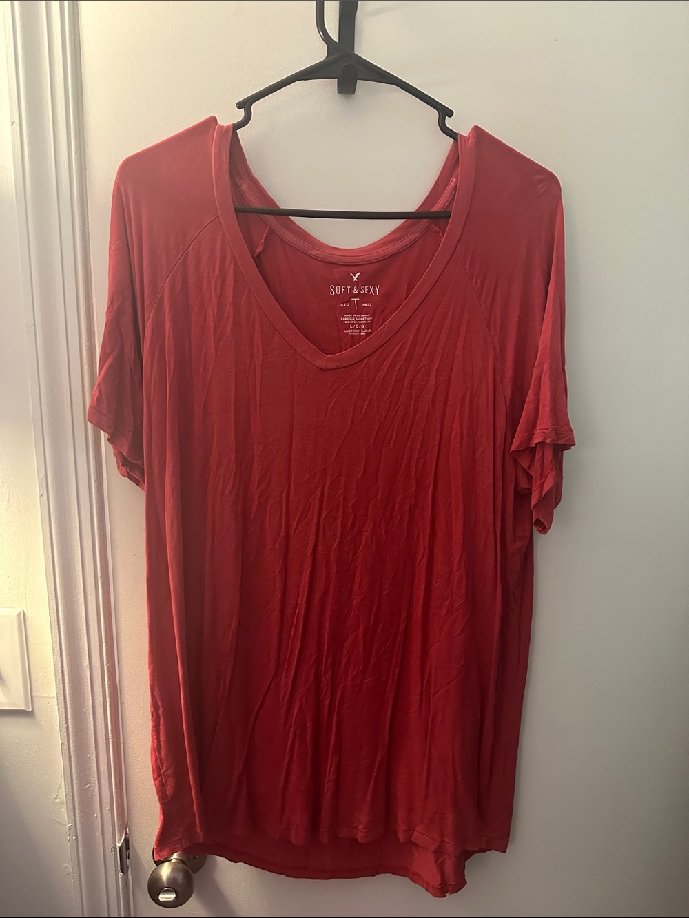 American Eagle Outfitters Soft V-Neck Tee in pink